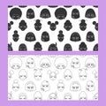 Two seamless patterns with cartoon women Royalty Free Stock Photo